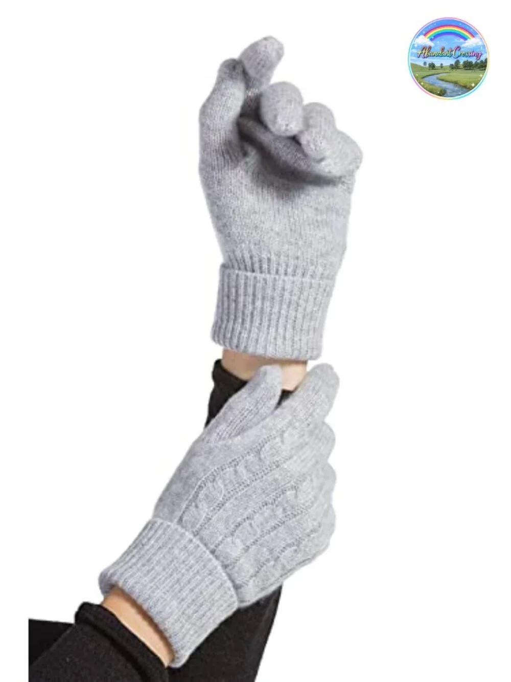 100% Pure Cashmere Cable Knit Gloves Women's One Size Extended Cuff